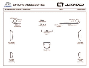 Hyundai Kona (SUV) | 2018-2021 | Dash kit (Signature) | #LUXKO18SGN
