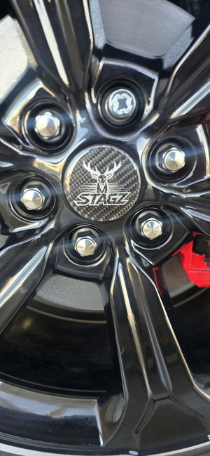 AMASTAGZ 4 PCS Universal Wheel Center Caps – Genuine Carbon Fiber –  Fits Cars & Trucks – 2.72 In. (69 mm), Stagz Edition