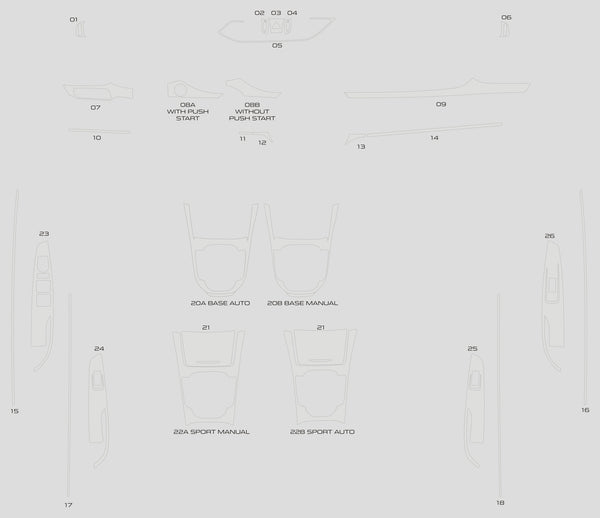 Hyundai Elantra GT (à hayon) | 2018-2021 | Kit tableau de bord (complet) | #HYEG18INF