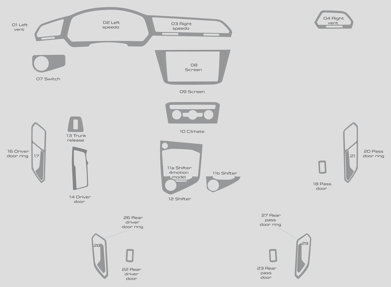 Volkswagen Tiguan (SUV) | 2018-2024 | Dash kit (Full) | #VOTI18INT