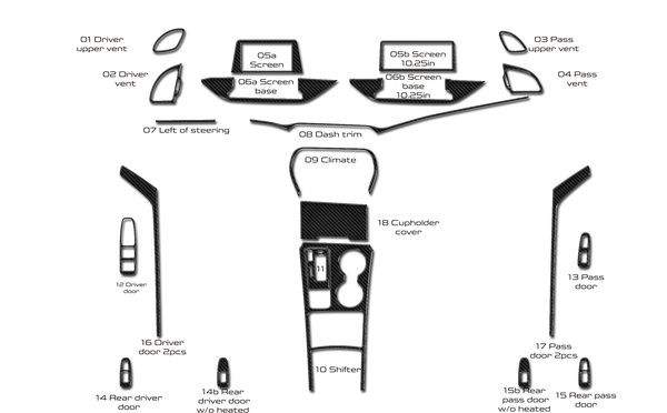 Kia Stinger (berline) | 2018-2023 | Kit tableau de bord (complet) | #KIST18INF