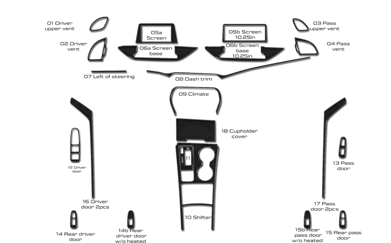 Kia Stinger (berline) | 2018-2023 | Kit tableau de bord (complet) | #KIST18INF