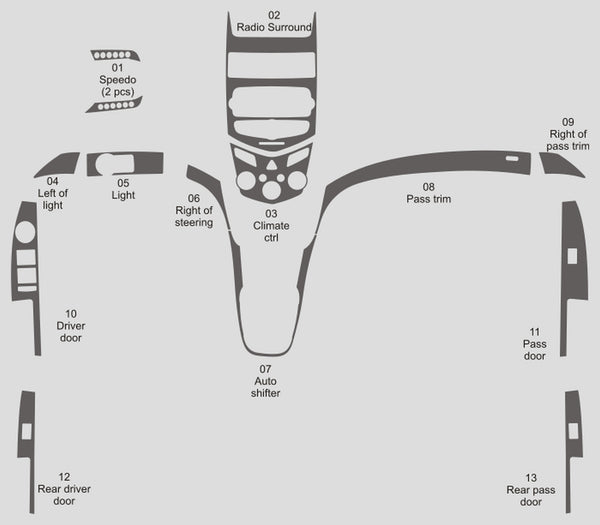 Chevrolet Sonic (Sedan) | 2012-2016 | Dash kit (Full) | #CHSO12INF