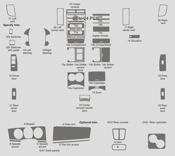 Ford Taurus (berline) | 2010-2012 | Kit tableau de bord (complet) | #FOTA10INF