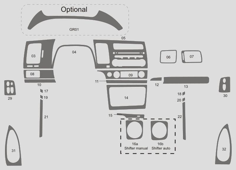 Honda Civic (Coupe) | 2006-2011 | Dash kit (Full) | #HOC206INF