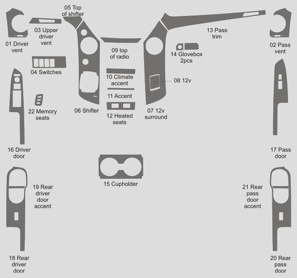 Pilote Honda (VUS) | 2009-2011 | Kit tableau de bord (complet) | #HOPI09INF