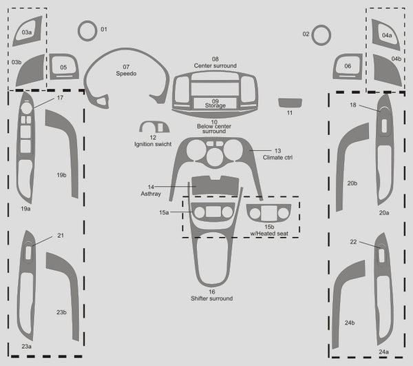 Hyundai Accent (berline) | 2006-2010 | Kit tableau de bord (complet) | #HYAC06INF