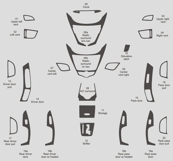 Hyundai Elantra (berline) | 2011-2012 | Kit tableau de bord (complet) | #HYEL11INF