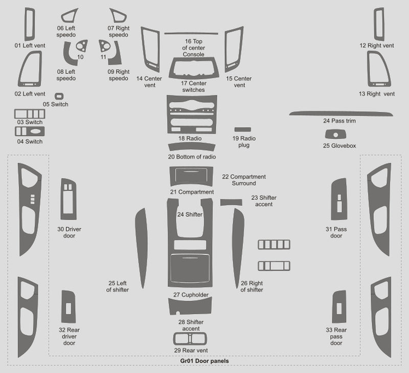 Infiniti FX50 (VUS) | 2009-2013 | Kit tableau de bord (complet) | #INFX09INF