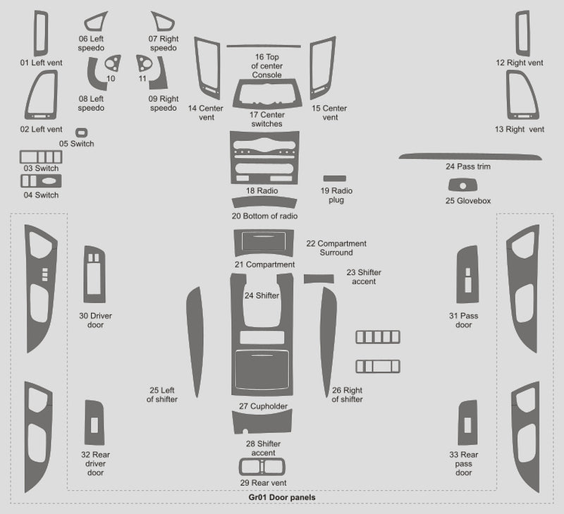 Infiniti QX70 (SUV) | 2014-2016 | Dash kit (Full) | #INX7013INF