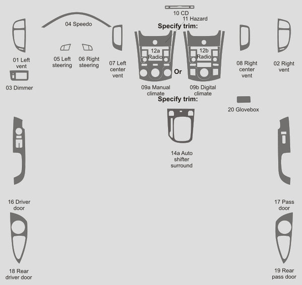 Kia Forte (Koup) | 2011-2012 | Kit tableau de bord (complet) | #KIKO11INF