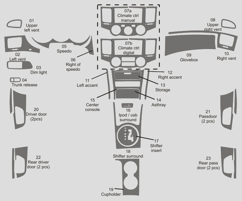 Kia Optima (berline) | 2009-2011 | Kit tableau de bord (complet) | #KIMA09INF