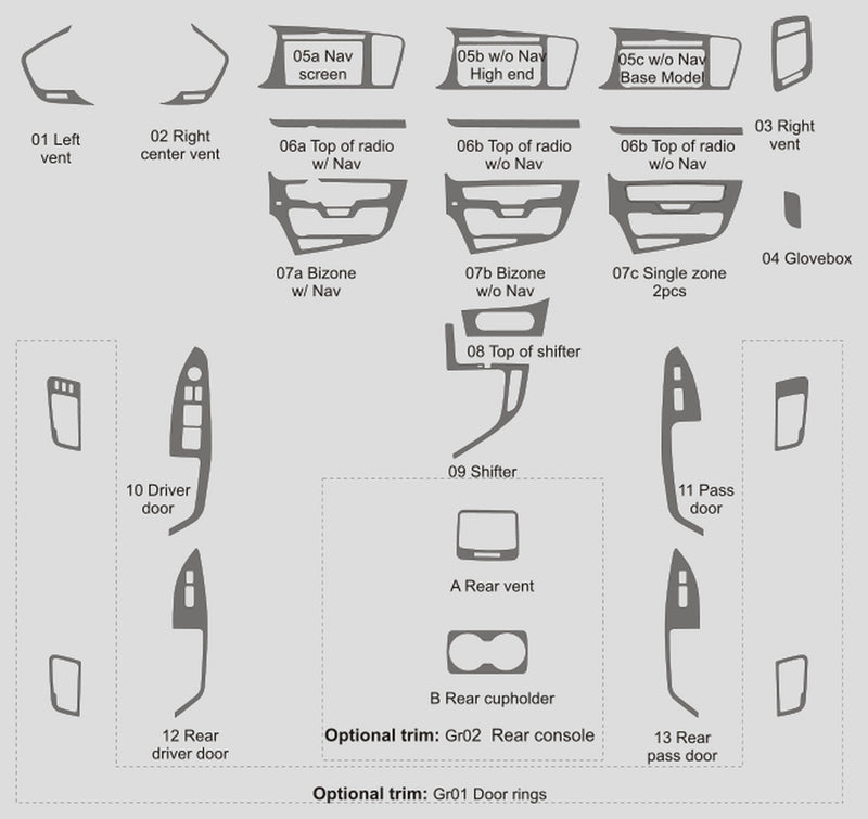 Kia Optima (berline) | 2012-2013 | Kit tableau de bord (complet) | #KIOP12INF