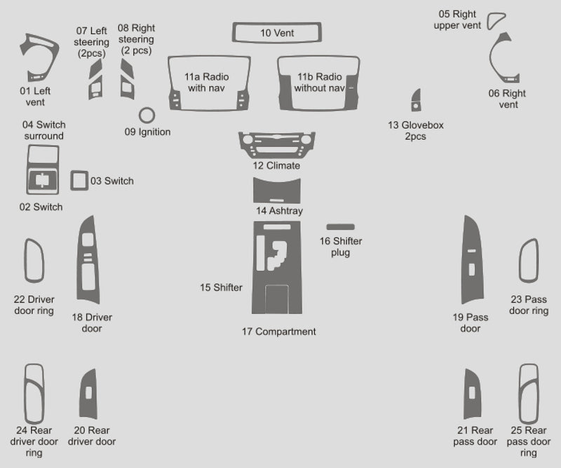 Lexus IS 350 (berline) | 2009-2012 | Kit tableau de bord (complet) | #LEIS09INF