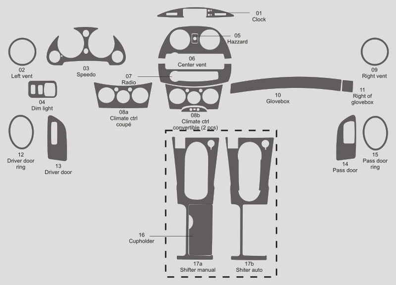 Mitsubishi Eclipse (à hayon) | 2006-2012 | Kit tableau de bord (complet) | #MIEC08INF