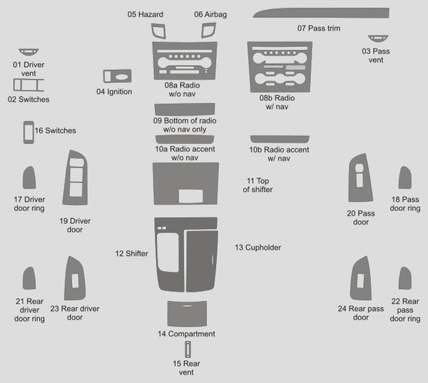 Nissan Maxima (berline) | 2009-2015 | Kit tableau de bord (complet) | #NIMA09INF