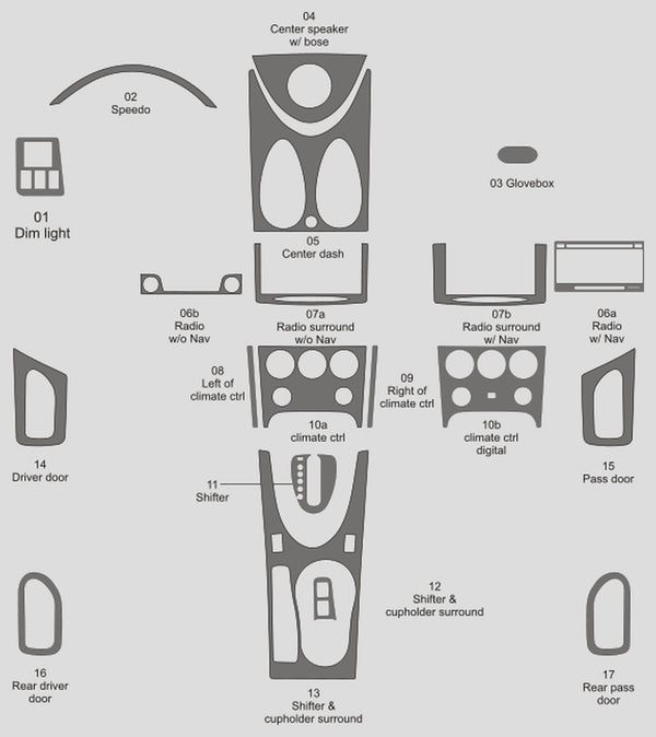 Nissan Rogue (VUS) | 2012-2013 | Kit tableau de bord (complet) | #NIRO12INF