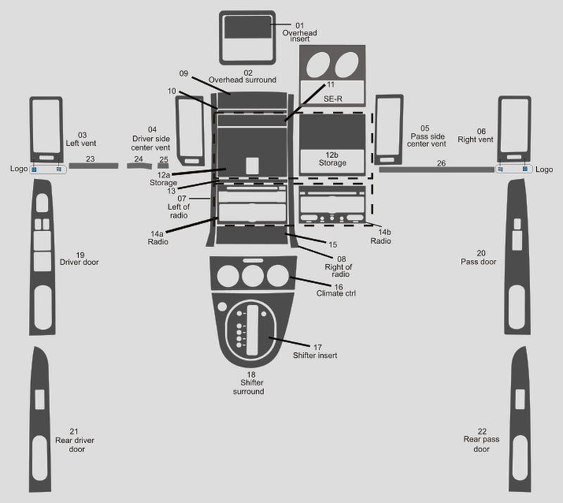 Nissan Sentra (berline) | 2007-2012 | Kit tableau de bord (complet) | #NISE07INF