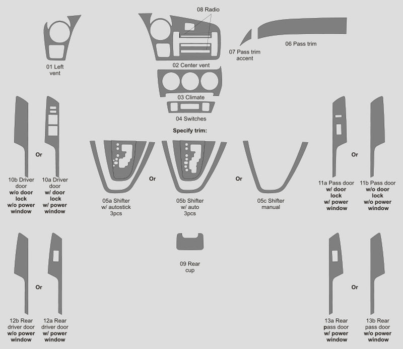 Toyota Matrix (Hatchback) | 2009-2014 | Dash kit (Full) | #TOMA09INF