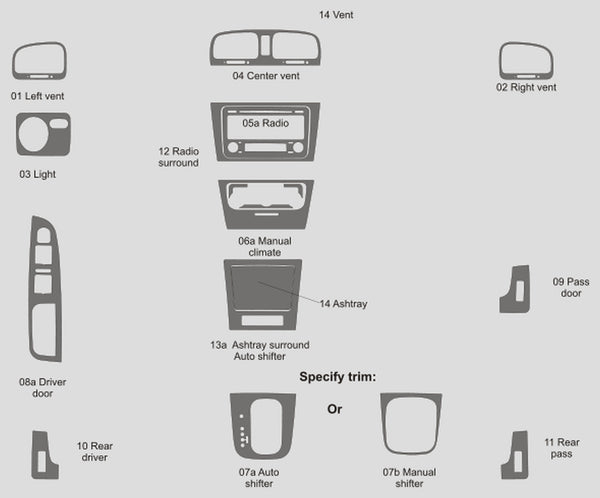 Volkswagen Golf (Hatchback) | 2010-2013 | Dash kit (Full) | #VOGO10INF