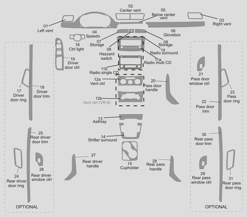 Volkswagen Passat (Sedan) | 2009-2011 | Dash kit (Full) | #VOPA09INF