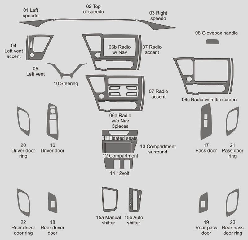 Honda Civic (Sedan) | 2013-2015 | Dash kit (Full) | #HOC413INF