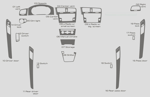 Volkswagen Golf (Hatchback) | 2015-2021 | Dash kit (Full) | #VOG515INF