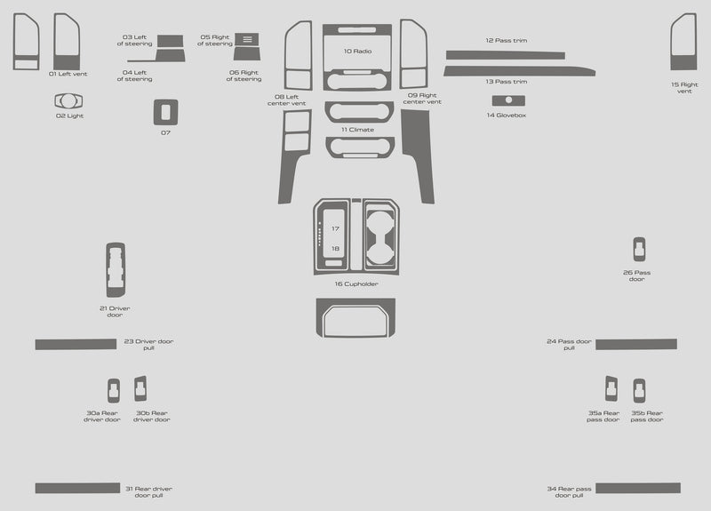 Ford F-150 (SuperCrew) | 2015-2017 | Kit tableau de bord (complet) | #FOF1U15INF