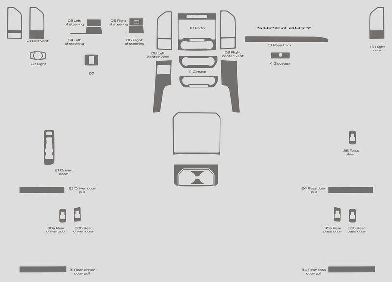 Ford F-450 Super Duty (cabine multiplace) | 2017-2021 | Kit tableau de bord (complet) | #FOF217INF