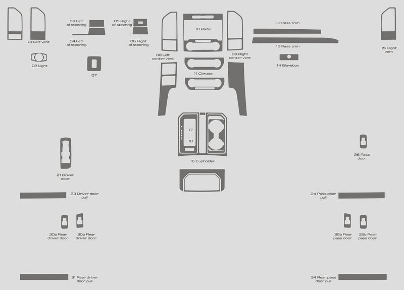 Ford F-150 (cabine classique) | 2018-2020 | Kit tableau de bord (complet) | #FOF1U18INF