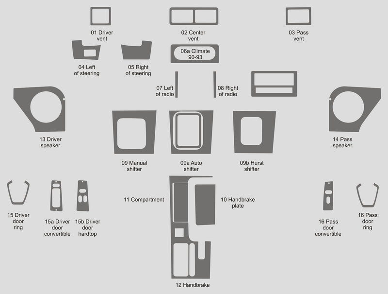 Ford Mustang (Coupé) | 1988-1993 | Kit tableau de bord (complet) | #fomu88inf