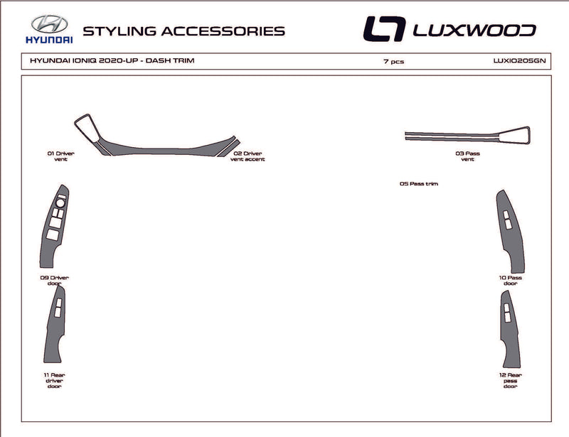 Hybride rechargeable Hyundai Ioniq (Hatchback) | 2018-2019 | Kit tableau de bord (Signature) | #LUXIO18SGN