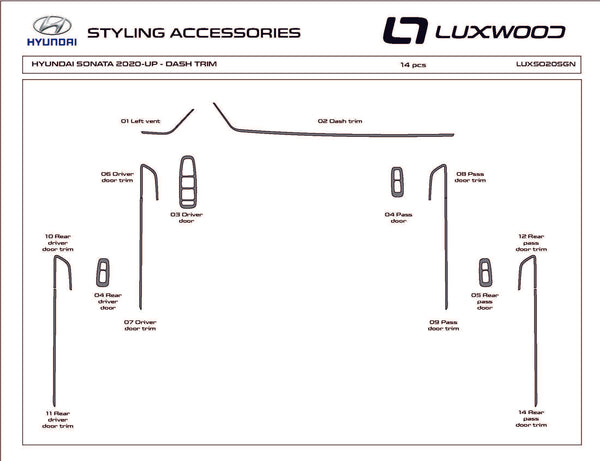 Hyundai Sonate (berline) | 2020-2023 | Kit tableau de bord (Signature) | #LUXSO20SGN