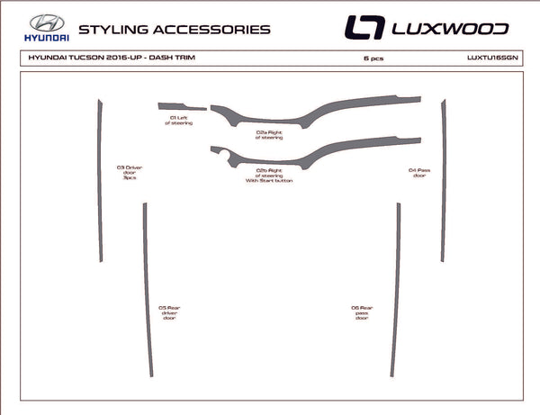 Hyundai Tucson (VUS) | 2016-2021 | Kit tableau de bord (Signature) | #LUXTU16SGN